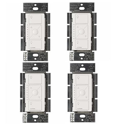 Lutron Caseta Original Smart Dimmer Switch ELV+ (Lutron Hub Required), 250W LED, Single-Pole/3-Way, Neutral Required, PD-5NE-WH 4-PACK, White, 4 Pack