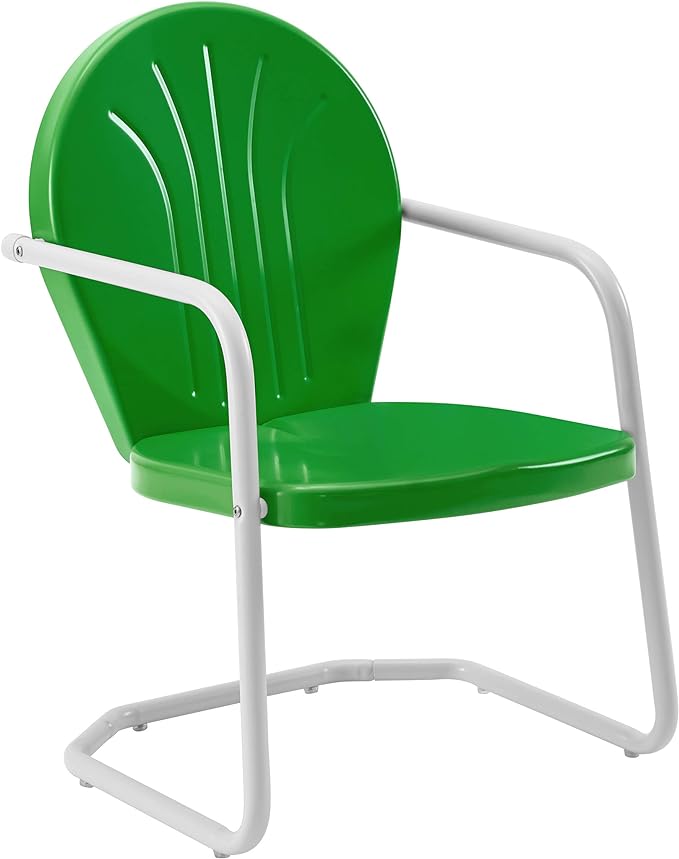Crosley Furniture KO10004GR Griffith 3-Piece Retro Metal Outdoor Seating Set with Table and 2 Chairs, Grasshopper Green