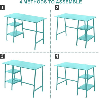 VECELO 43 Inch Computer, Writing Home Office Hutch Workstation with Shelf Storage Desk 43", Classic Blue