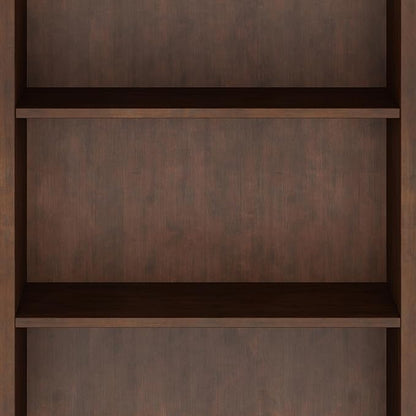 SIMPLIHOME Amherst SOLID WOOD 30 Inch Transitional 5 Shelf Bookcase in Russet Brown, For the Living Room, Study Room and Office