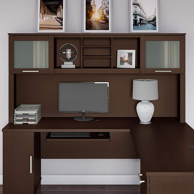 Bush Furniture Somerset Desk Hutch, 71" W, Mocha Cherry