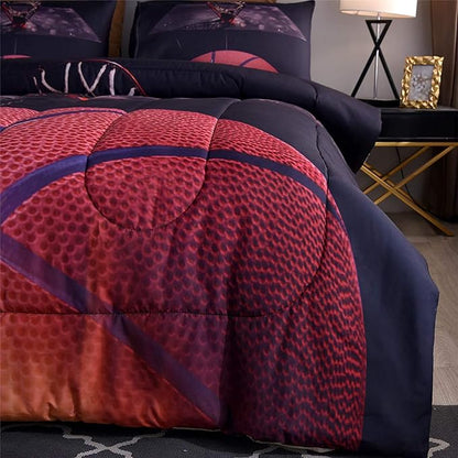 Btargot Basketball Comforter Sets Full for Boys Teens,3D Sports Basketball Bedding,Soft Microfiber Reversible Quilt with 3 Matching Pillow Shams