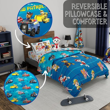 Paw Patrol Kids Bedding Super Soft Comforter and Sheet Set with Sham, 5 Piece Twin Size, (100% Officially Licensed Nickelodeon Product) By Franco