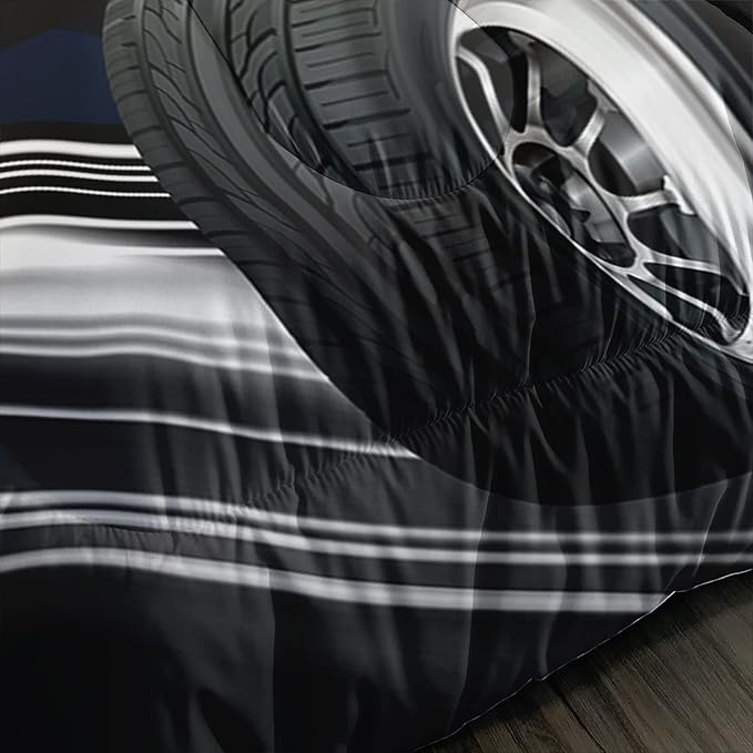 Axolotl Race Car Bedding Set Queen Size,Boys Extreme Sports Comforter Set for Kids Boys Car Racing Gifts,Yellow Cool Car Comforter Car Sports Quilt Set 1 Comforter with 2 Pillowcase Car Racing Gifts