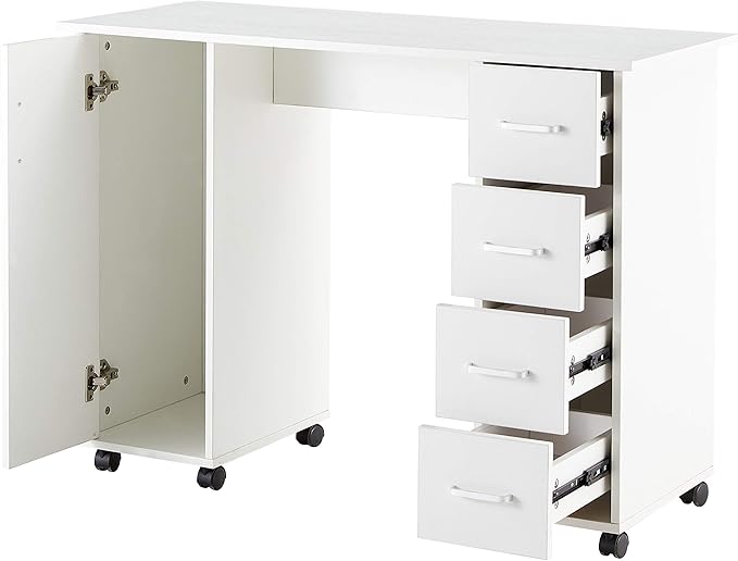 NicBex Laik-DW-00012-DX Desks, 41.73" W x 17.72" D x 31.5" H, White