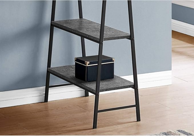 Monarch Specialties 7526 Computer Desk, Home Office, Laptop, Storage Shelves, 48" L, Work, Metal, Laminate, Black, Contemporary, Modern Desk-48 L Grey Stone-Look, 47.25" L x 23.75" W x 30" H