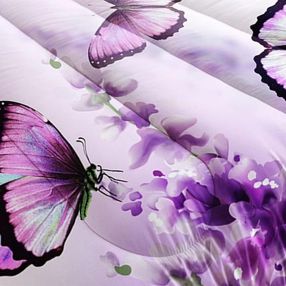 Purple Lavender Butterfly Comforter Set for Girl Kid Adult Colorful Butterfly Pattern Bedding Set Aesthetics Butterflies Quilt Bed Set Full Size with 1 Comforter and 2 Pillowcases
