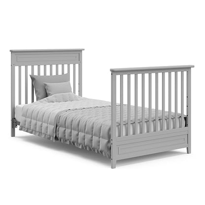 STORKCRAFT Petal 4-in-1 Convertible Mini Crib (Pebble Gray) – GREENGUARD Gold Certified, Converts to Daybed and Twin-Size Bed, Includes Bonus 2.75-inch Mini Crib Mattress