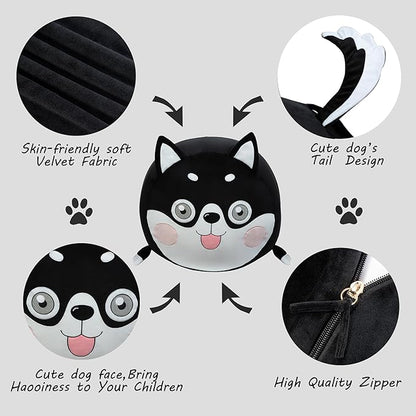Toy Organizers and Storage for Kids Room Decorations, Childrens Bean Bag Chairs Black Cute Dog, Extra Large Size, Velvet Super Soft Cover Only