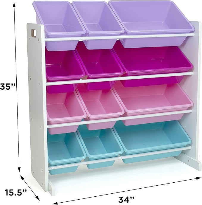 Humble Crew Toy Storage Organizer, White/Pink/Purple/Turquoise 34x11x31 inches,12x9x6 inches,16x12x6 inches
