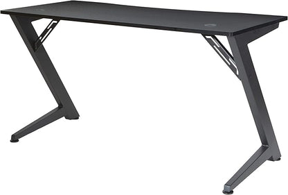 OSP Home Furnishings Beta Battlestation Gaming Desk with Bluetooth RGB LED Lights, Matte Black