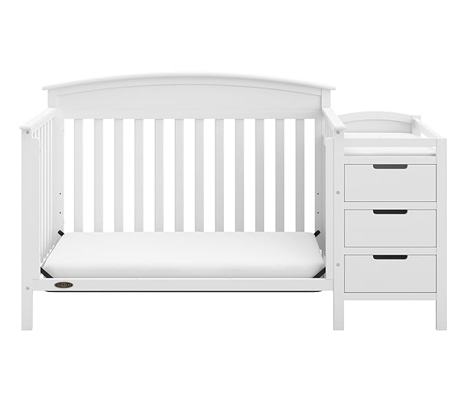 Graco Benton 4-in-1 Convertible Crib and Changer (White) – Crib and Changing Table Combo, Includes Water-Resistant Changing Pad, 3 Drawers, Converts to Toddler Bed, Daybed and Full-Size Bed