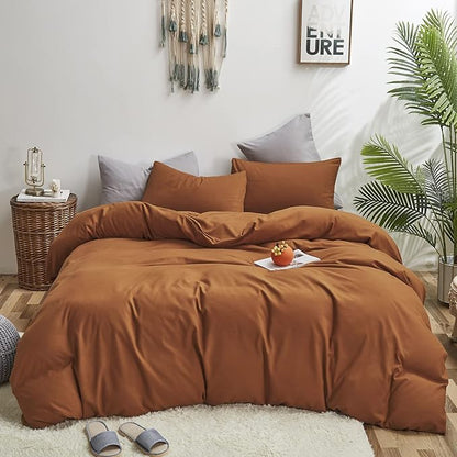 Pumpkin Color Comforter Sets Cinnamon Color Bedding Set King 3 PCs Pumpkin Comforter Sets Women Breathable Soft Burnt Orange Bedroom Collection Solid Rust Color Adults Pumpkin Bedding King