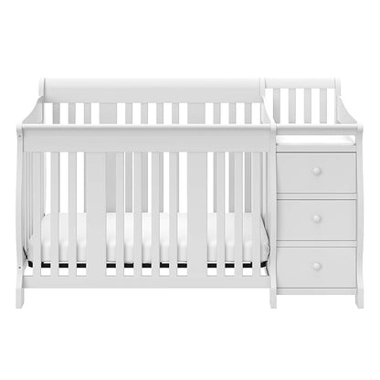 Storkcraft Portofino 5-in-1 Convertible Crib and Changer (White) – Changing-Table Combo with Drawer, Converts to Toddler Bed, Daybed Full-Size Storage Drawer