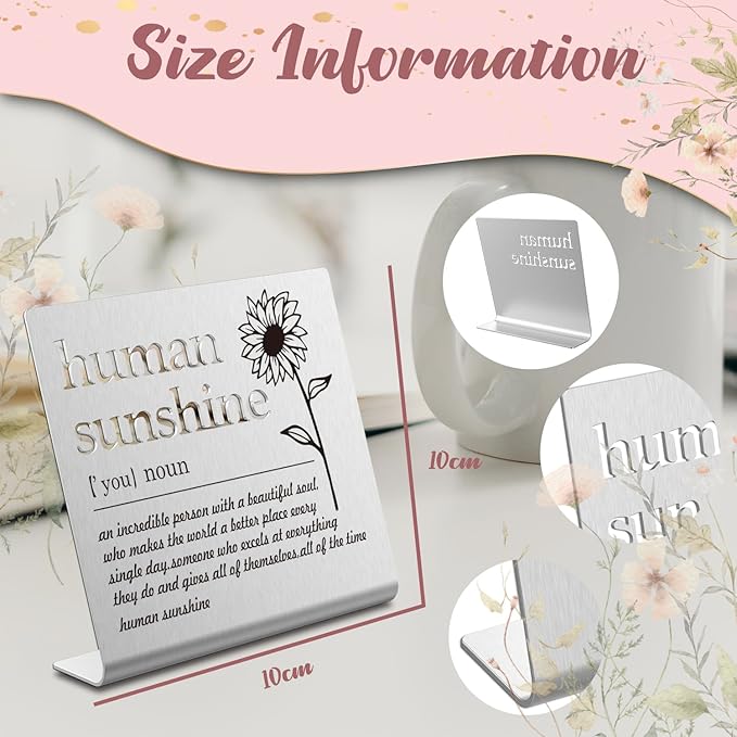 Human Sunshine Definition Desk Signs Funny Appreciation Gifts for Women Thank You Gift for Friends Teacher Coworker Doctor Nurse Gift for Mom Aunt Sister Sunshine Party Decorations (silver) XLK12