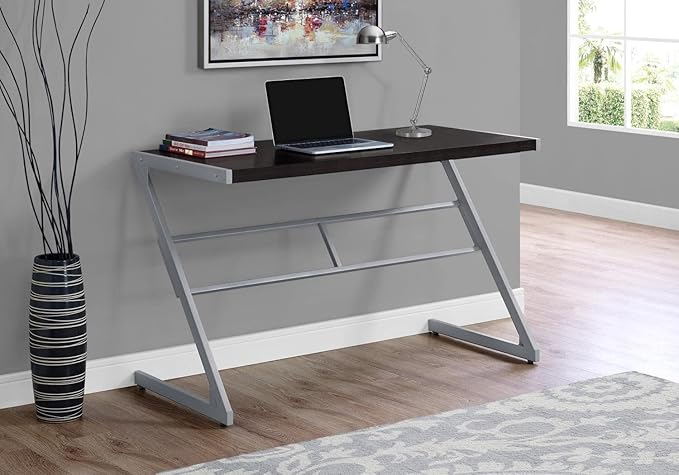 Monarch Specialties Simple Modern Study Laptop Table for Home & Office Computer Desk-Z-Shaped Metal Leg, 48" L, Cappuccino