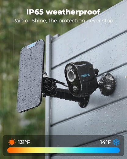 REOLINK 5MP Solar Security Cameras Outdoor Wireless, Spotlight Color Night Vision, 2.4G/5Ghz WiFi Home Surveillance, Solar/Battery Powered, Human/Car Detection, Local Recording, Argus 3 Pro Kit Black