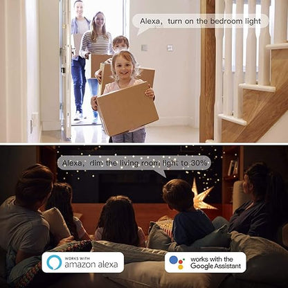 TREATLIFE Smart Dimmer Switch 4 Pack, Smart Light Switch Works with Alexa and Google Assistant, Neutral Wire Needed, 2.4Ghz Wi-Fi, Schedule, Remote Control, Single Pole, FCC Listed
