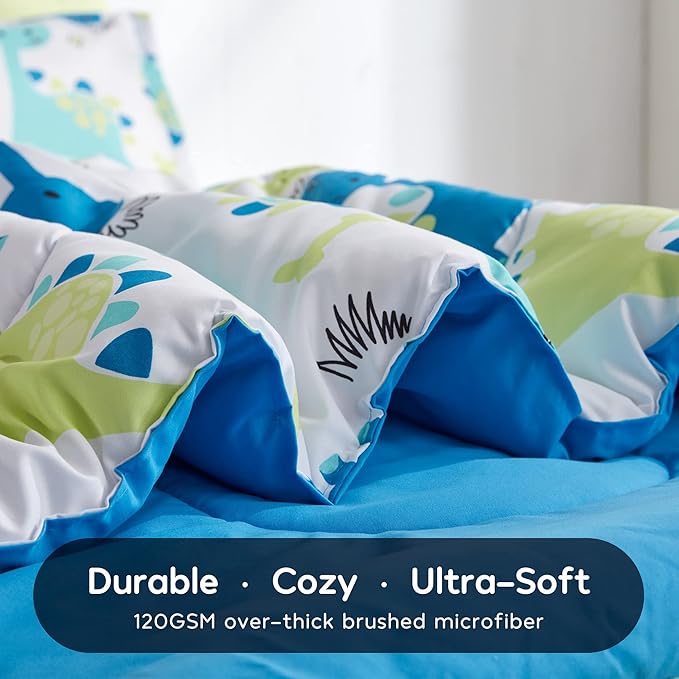 SLEEP ZONE Kids Bedding Full/Queen Comforter Set - Cute Printed for Boys, Girls, Teens, Super Soft, Fade Resistant, Cute Dino, Full/Queen
