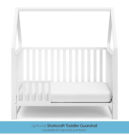 Storkcraft Orchard 5-in-1 Convertible Crib (White) – GREENGUARD Gold Certified, Canopy Style Baby Crib, Converts from Crib to Toddler Bed, Daybed and Full-Size Bed, Fits Standard Crib Mattress