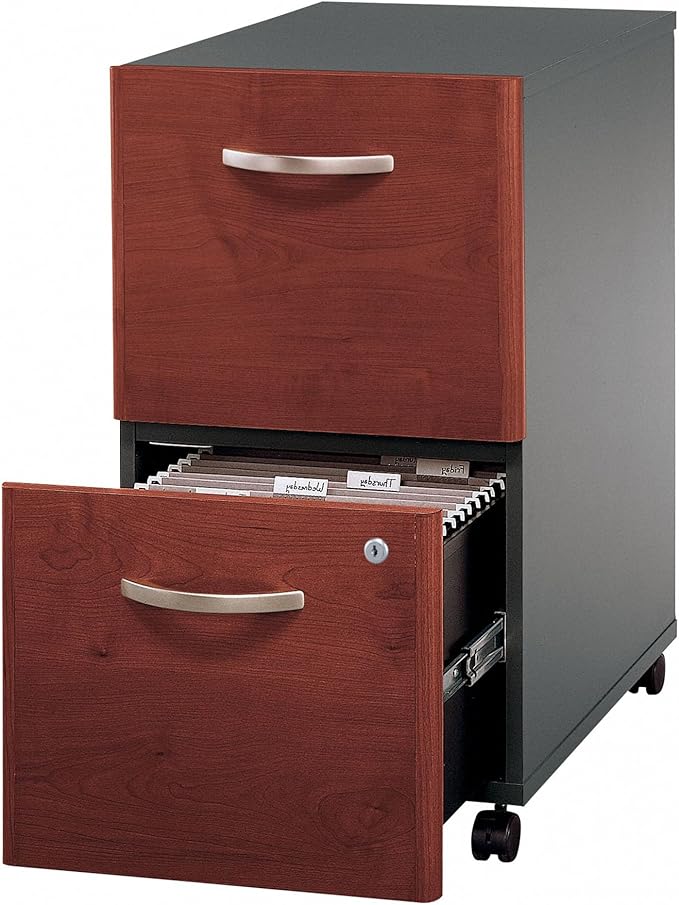 Bush Business Furniture Series C 2 Drawer Rolling File Cabinet in Hansen Cherry - Assembled, Mobile Document Storage for Home or Professional Office