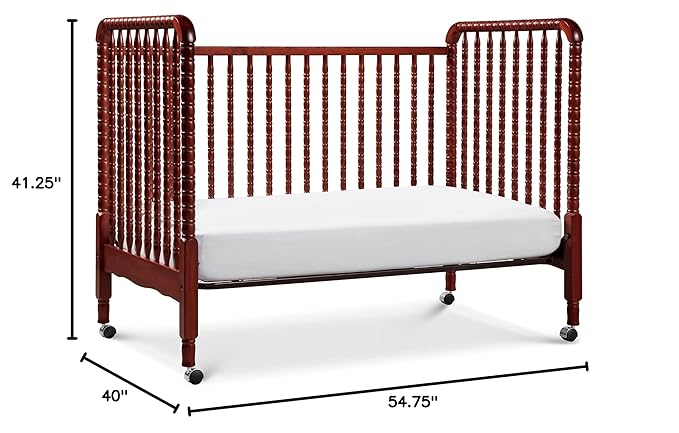 DaVinci Jenny Lind 3-in-1 Convertible Crib in Rich Cherry, Removable Wheels, Greenguard Gold Certified