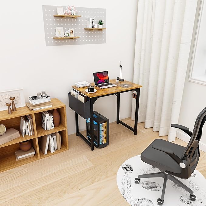 DUMOS 32 Inch Office Small Computer Desk Modern Simple Style Writing Study Work Table for Home Bedroom - Rustic Brown
