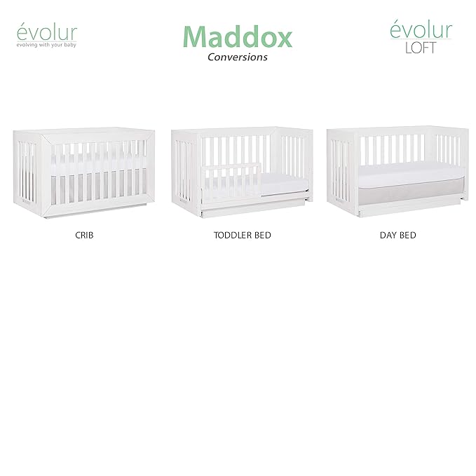 Dream On Me Evolur Maddox Modern Crib, Weathered White