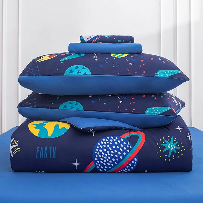 Twin Comforter Set for Boys Girls Space Bedding,Twin Size Comforter Sets Galaxy Bedding Comforter Quilt Set Kids 7pieces,Full Size Bedding Sets with Comforter and Sheets