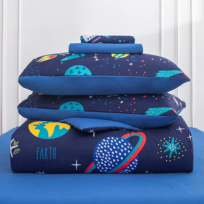 Twin Comforter Set for Boys Girls Space Bedding,Twin Size Comforter Sets Galaxy Bedding Comforter Quilt Set Kids 7pieces,Full Size Bedding Sets with Comforter and Sheets