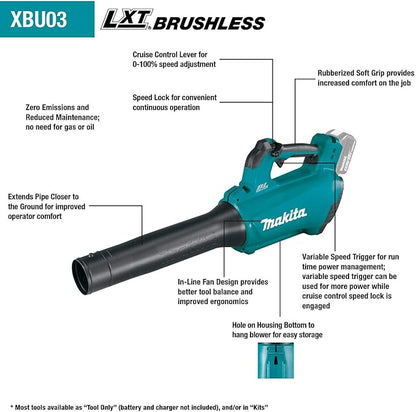 Makita XBU03SM1 18V LXT® Lithium-Ion Brushless Cordless Blower Kit (4.0Ah)