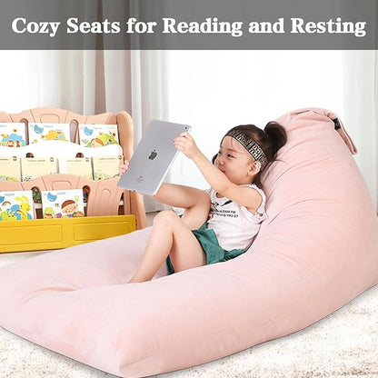 Jorbest Stuffed Animal Storage Bean Bag Chair for Kids and Adults, Luxury Velvet Stuffed Animal Bean Bag Storage, Cover Only(Sweet Pink 200L/52 Gal)
