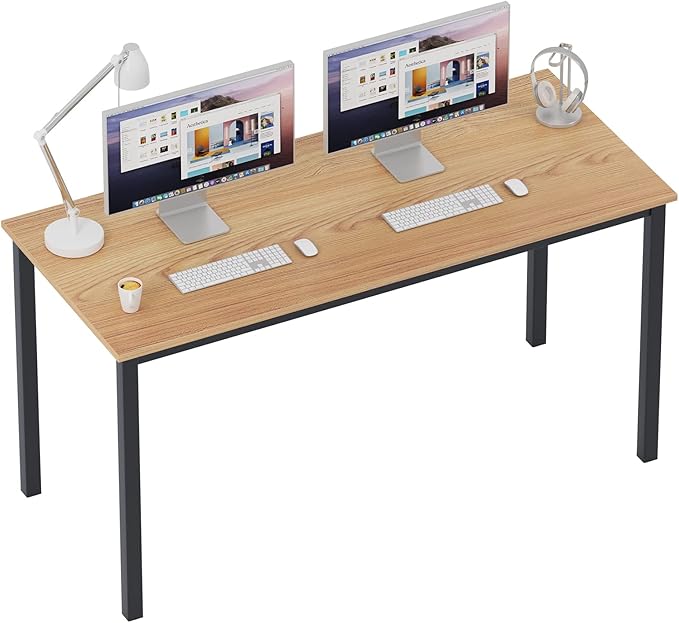 sogesfurniture Computer Desk 63 inches Large Size Office Desk Gaming Desk Computer Table with BIFMA Certification Sturdy Office Desk Writing Desk,Teak with Black Leg BHUS-AC3BB-160