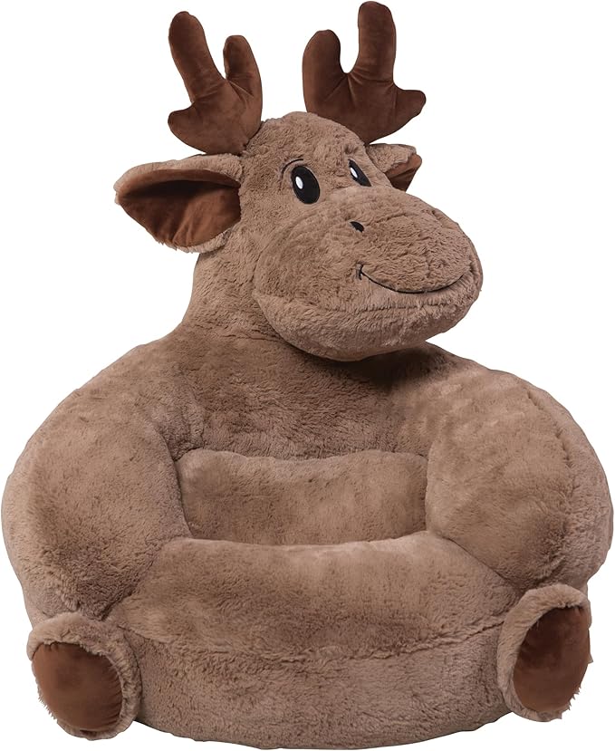 Trend Lab Moose Toddler Chair Plush Character Kids Chair Comfy Furniture Pillow Chair for Boys and Girls, 21 x 19 x 19 inches