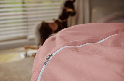 Wekapo Stuffed Animal Storage Bean Bag Chair Cover for Kids | Stuffable Zipper Beanbag for Organizing Children Plush Toys Large Premium Cotton Canvas (Solid Pink, X-Large)