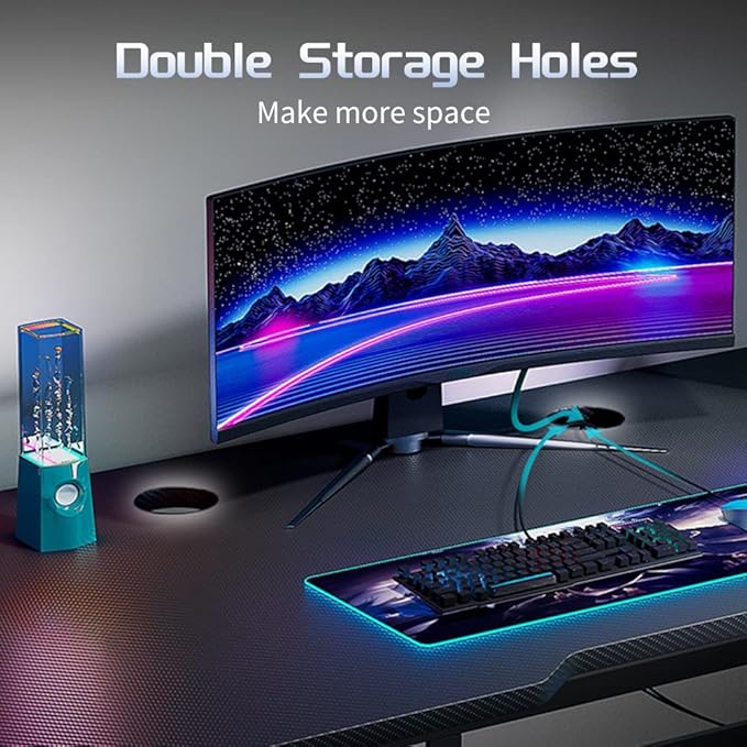 31 Inch Gaming Computer Desk - Sturdy Small Home Office Desk with Ergonomic Design - Easy Assembly - PC Laptop Desk with Black Carbon Fiber Desktop