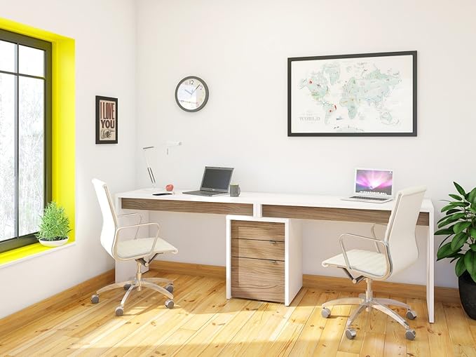 Nexera 211303 Reversible Desk Panel for Home Office, White & Walnut