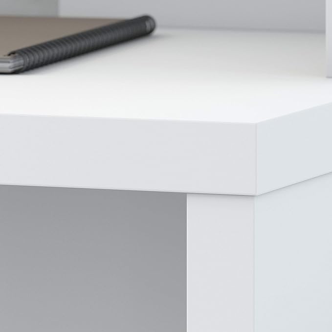 Bush Business Furniture Echo L Shaped Bow Front Desk in Pure White