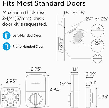 ULTRALOQ U-Bolt WiFi Smart Lock with Door Sensor, 5-in-1 Keyless Entry Door Lock with Built-in WiFi, Bluetooth and Keypad, WiFi Door Lock, WiFi Deadbolt