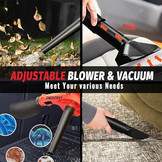 PEDONYMini Cordless Leaf Blower for Milwaukee 18V Battery, Vacuum150CFM Up to 120MPH, 2-in-1 Handle Electric Blower(Battery Not Included)