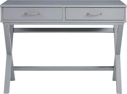 Linon Grey Campaign Style Sawyer Desk
