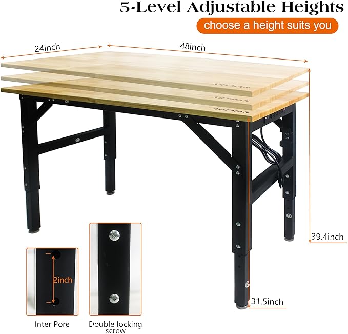 NicBex Laik-DW-00032-DX Desks, 48.03" W x 24.01" D x 41.33" H, Oak+Black