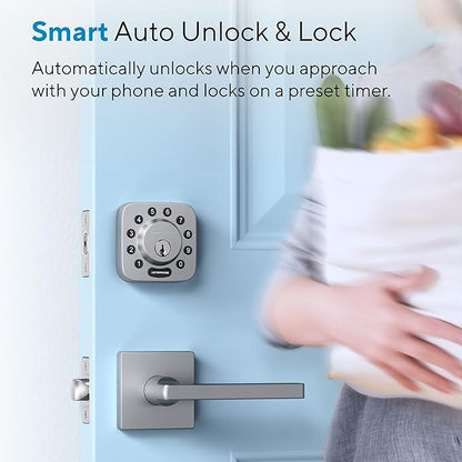 ULTRALOQ U-Bolt 5-in-1 Keyless Entry Backlit Keypad, App,Smart Door Lock, Bluetooth, Satin Nickel