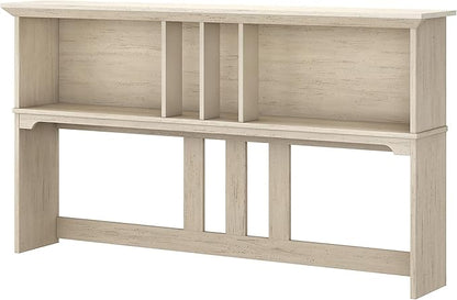 Bush Furniture Salinas Hutch, Desk Attachment with Shelf Storage for Home Office, 60W, Antique White