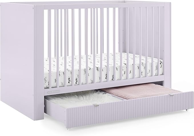 Delta Children Cassie 4-in-1 Convertible Crib with Underdrawer - Greenguard Gold Certified, Lilac
