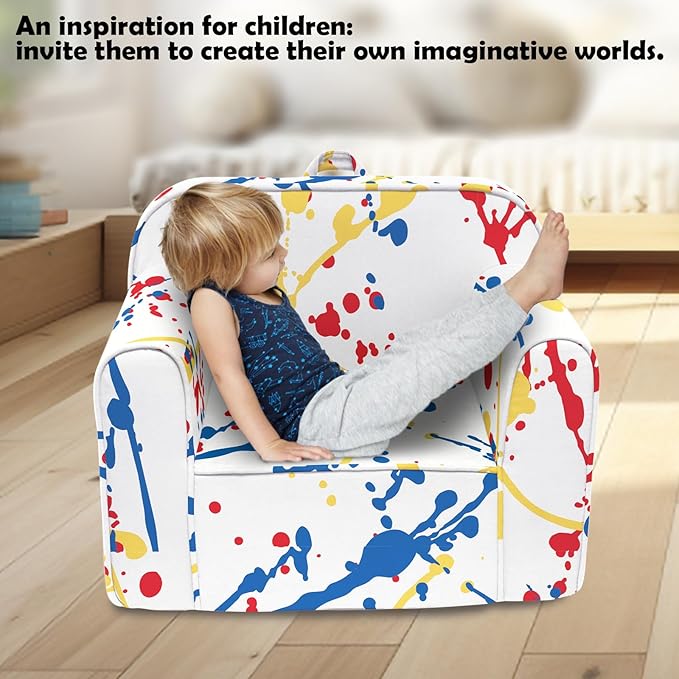 Cuddly Toddler Chair, Kids Snuggly-Soft armchair,Kids Sofa Chair with Washable and Removable Cover,Toddler Foam Chair with Friendly Carrying Handle, Reading Couch for Boys and Girls