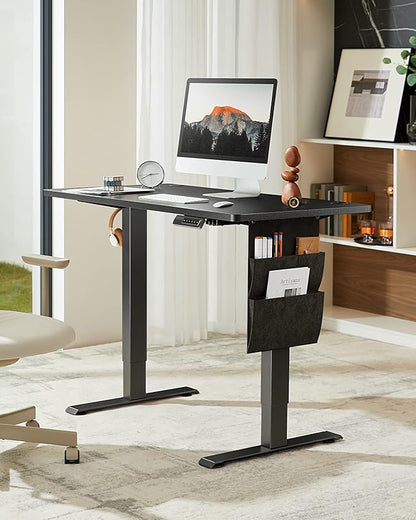 Marsail Standing Desk Adjustable Height, 40x24 Inch Electric Standing Desk with Storage Bag, Stand up Desk for Home Office Computer Desk Memory Preset with Headphone Hook