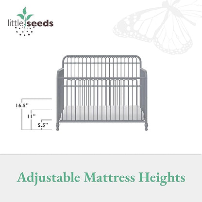 Little Seeds Ivy 3-in-1 Convertible Metal Crib, Dove Gray