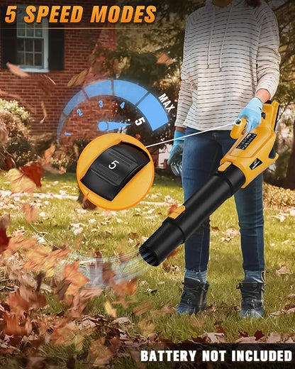 Cordless Leaf Blower Up to 500CFM for DEWALT 20V Max Battery (No Battery), Electric Leaf Blower Cordless with 5 Speed Modes, Battery Powered Leaf Blowers for Lawn Care, Yard, Patio