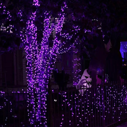 Dazzle Bright 2 Pack Halloween Fairy String Lights, Total 80FT 240 LED Solar Powered Fairy Lights with 8 Modes, Waterproof Copper Wire Lights for Outdoor Christmas Yard Party Patio (Purple)